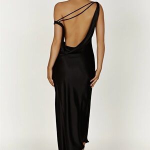 Yvette Slip Maxi Dress With Asymmetrical Hem - Black MESHKI